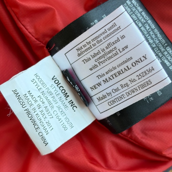 Volcom Hooded Puff Puff Jacket Black youth XL - Picture 13 of 15